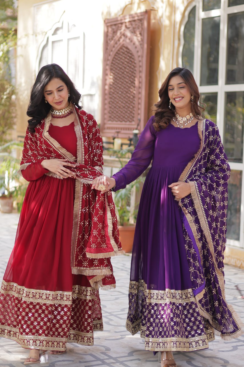 Premium Designer Readymade Gown with Dupatta Set