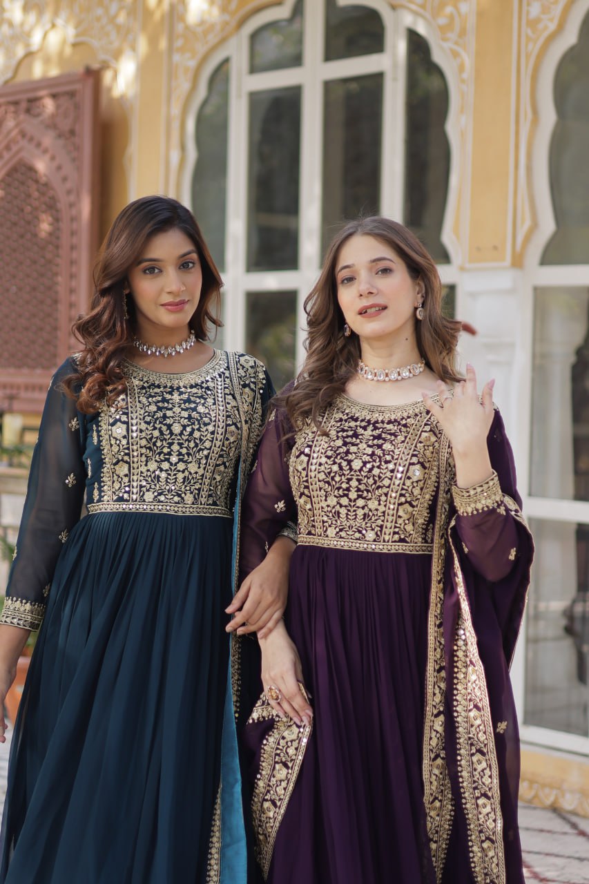 Premium Designer Readymade Gown with Dupatta Set