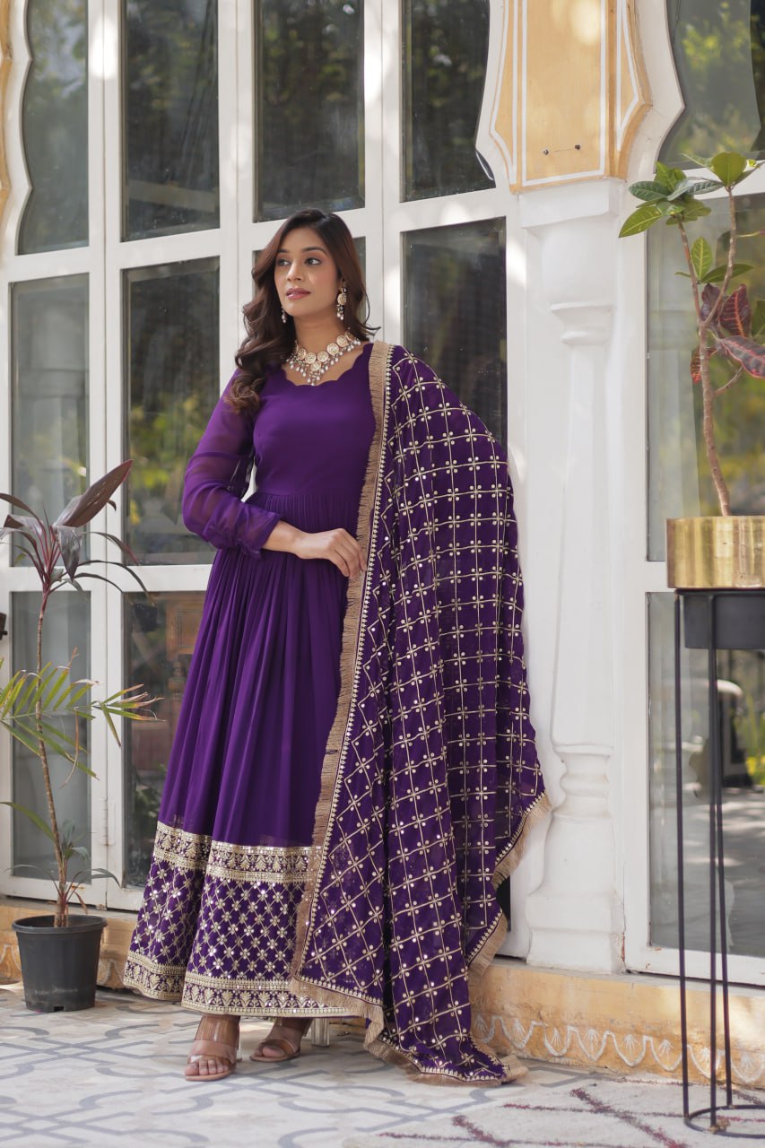 Premium Designer Readymade Gown with Dupatta Set