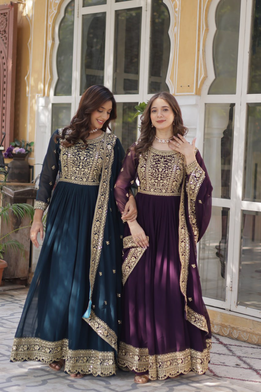 Premium Designer Readymade Gown with Dupatta Set