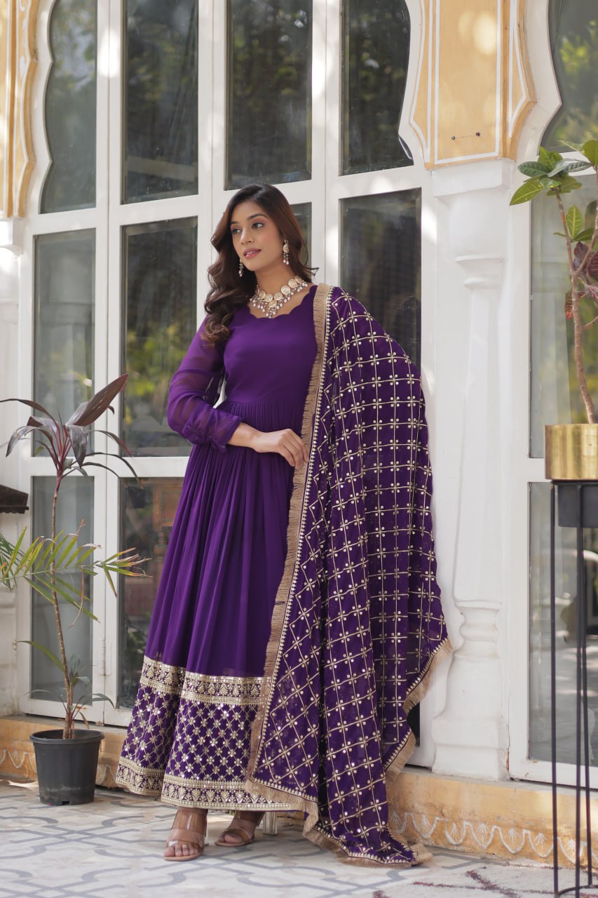 Premium Designer Readymade Gown with Dupatta Set
