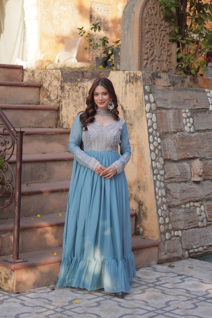 Premium Designer Readymade Gown with Dupatta Set