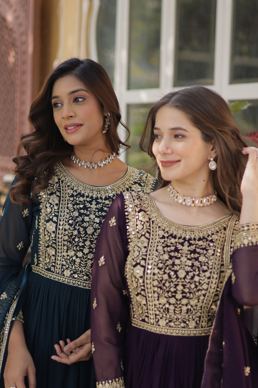 Premium Designer Readymade Gown with Dupatta Set