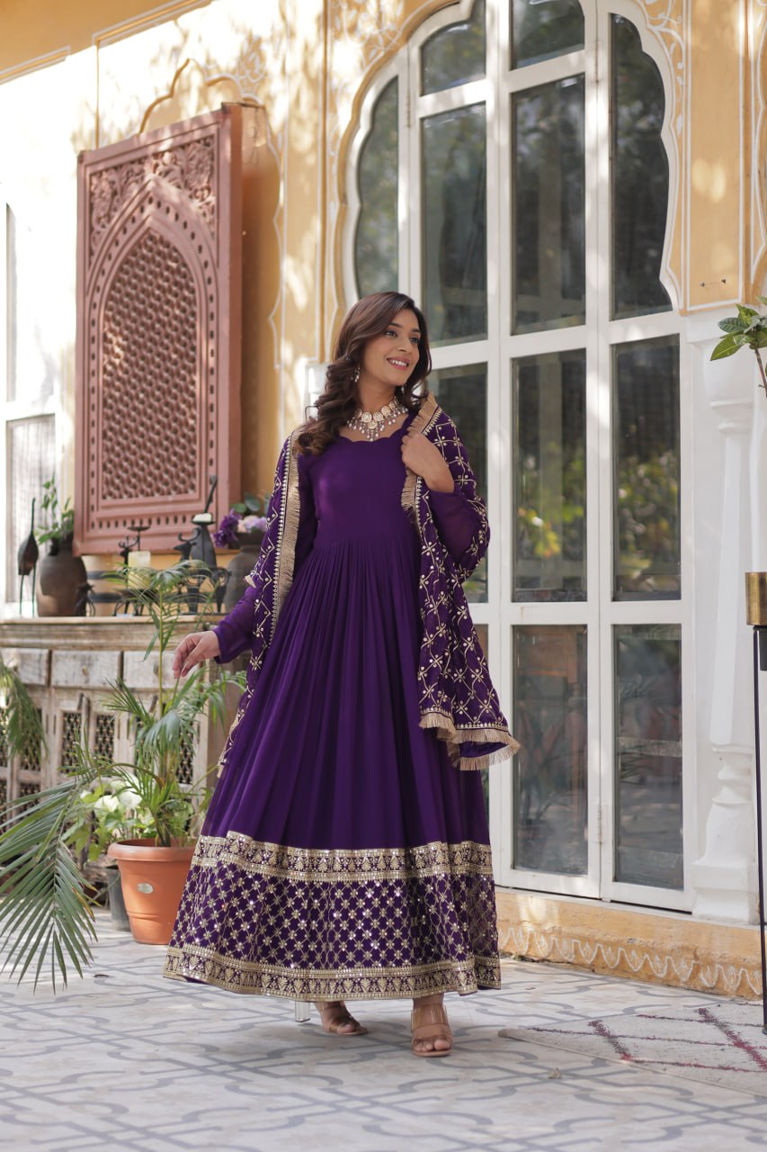 Premium Designer Readymade Gown with Dupatta Set
