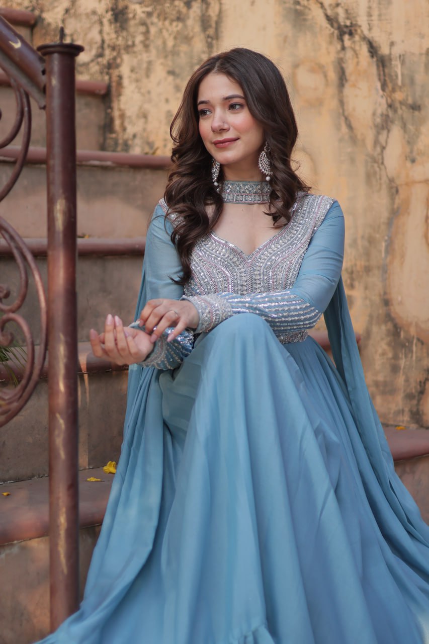 Premium Designer Readymade Gown with Dupatta Set