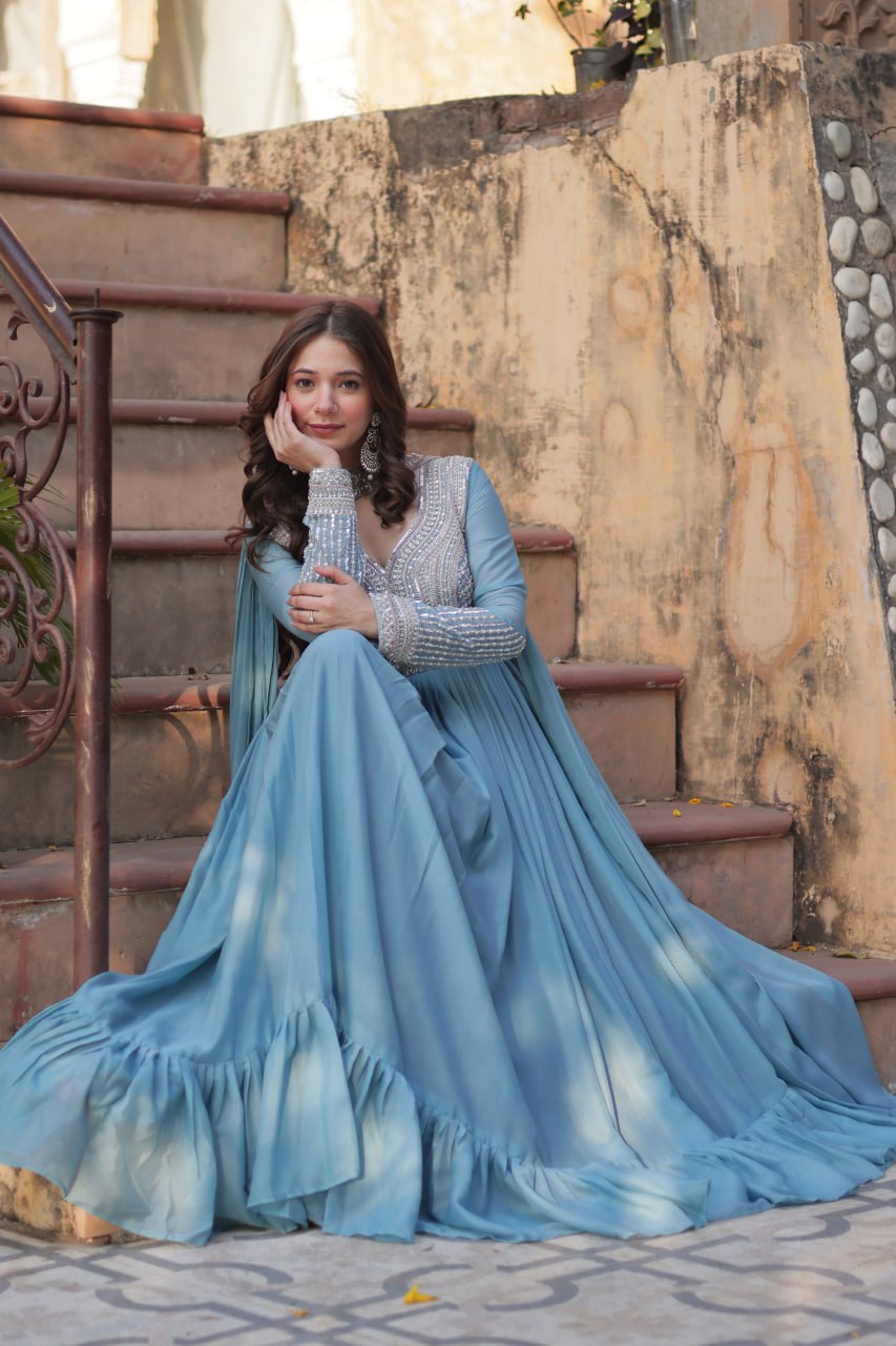 Premium Designer Readymade Gown with Dupatta Set