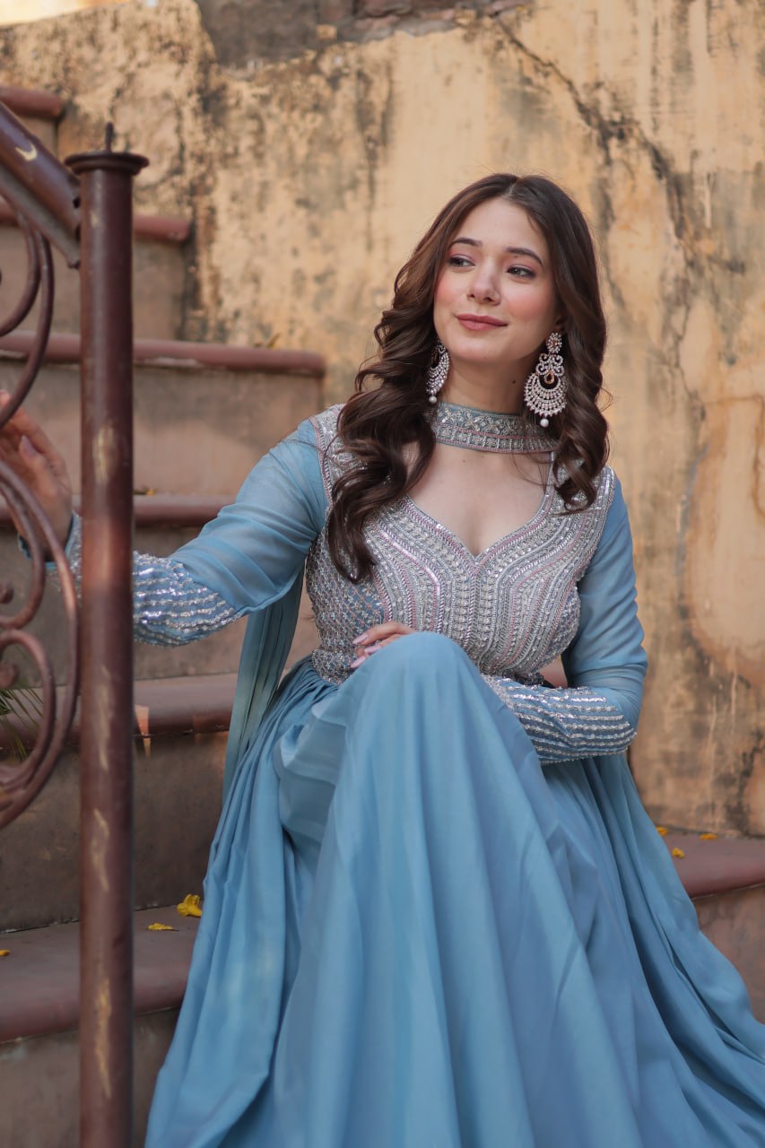 Premium Designer Readymade Gown with Dupatta Set