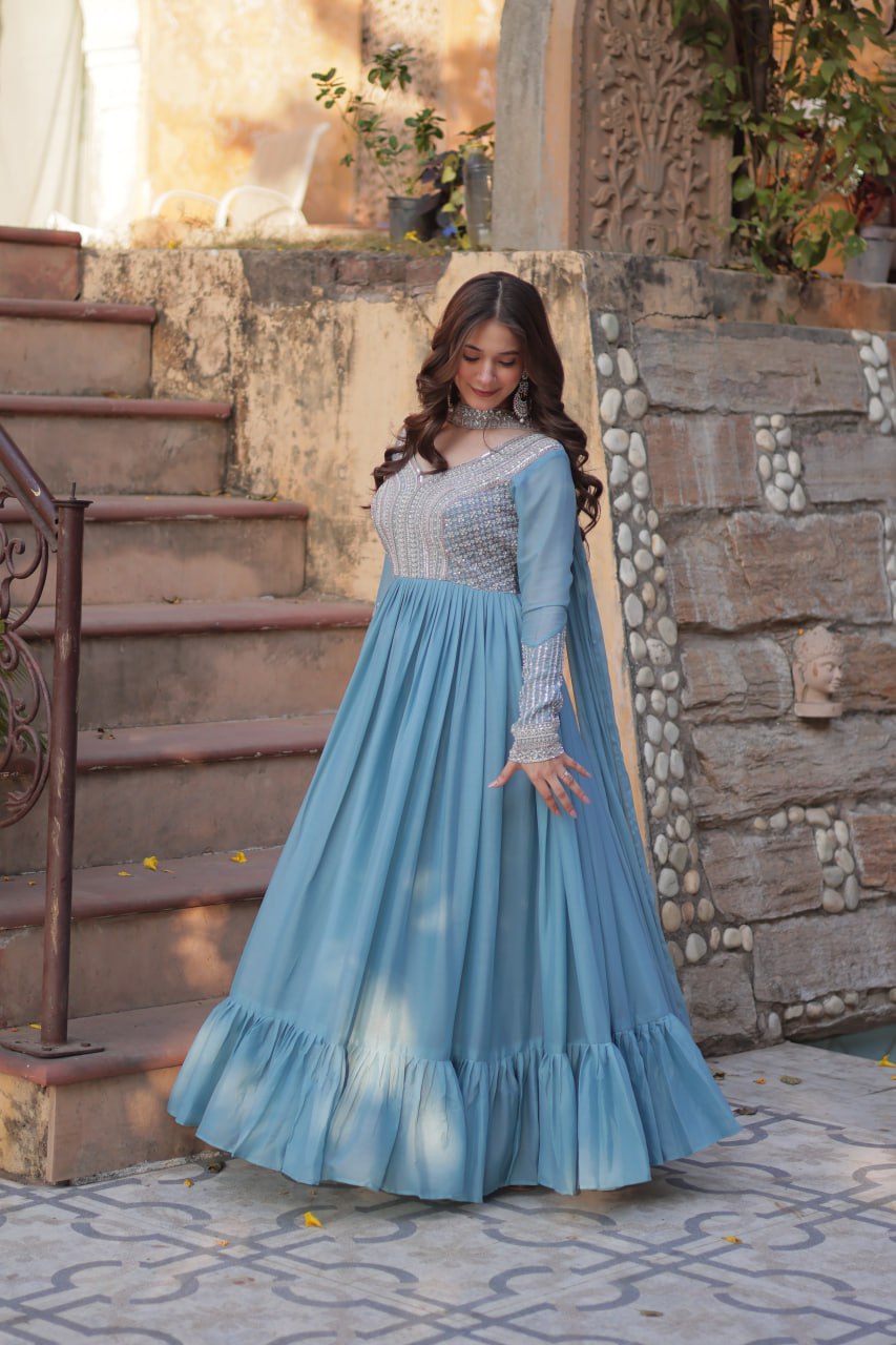 Premium Designer Readymade Gown with Dupatta Set