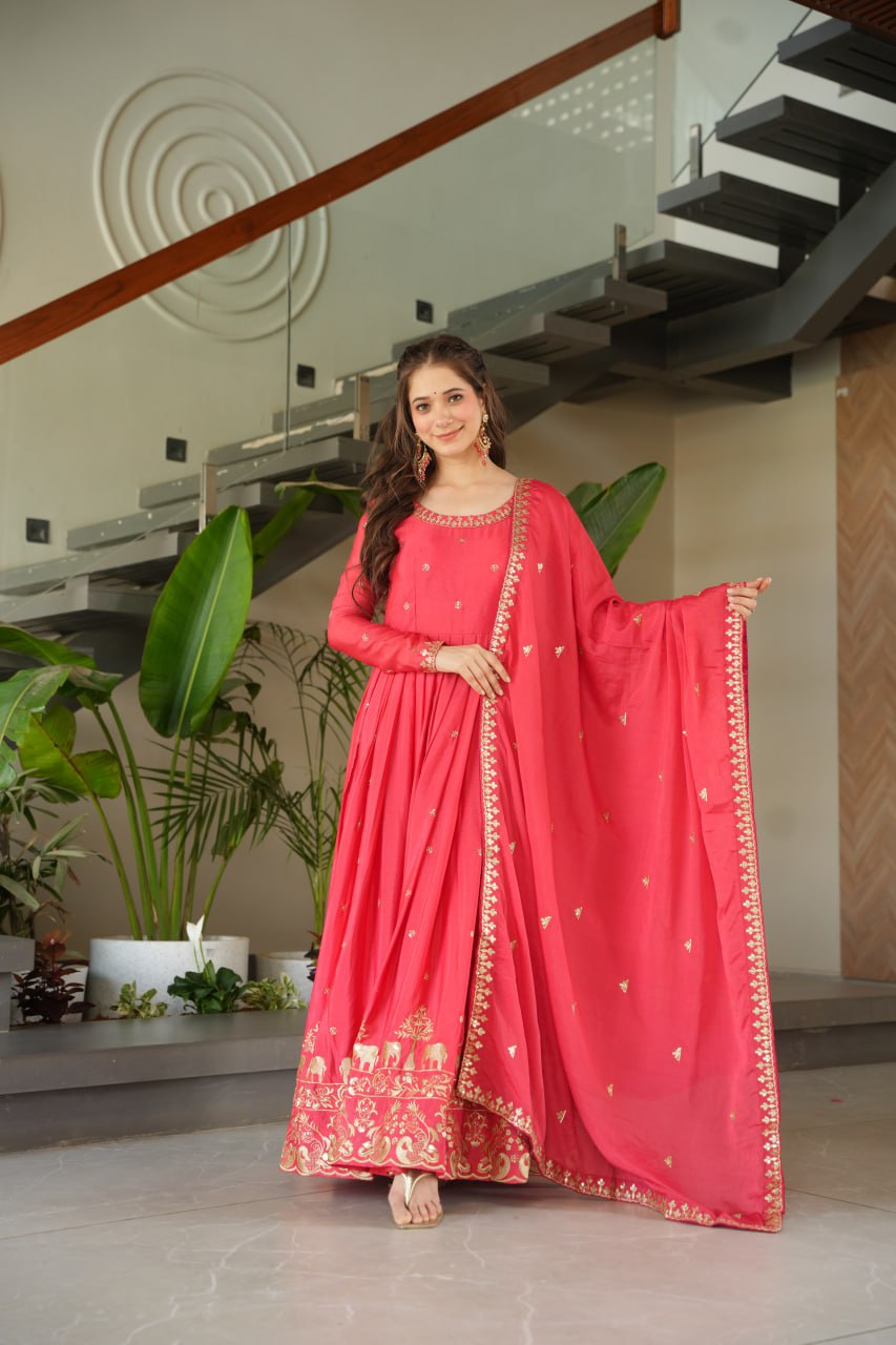 Premium Designer Readymade Gown with Dupatta Set