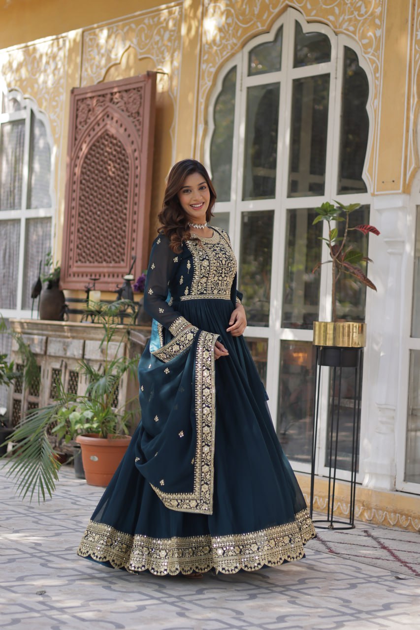 Premium Designer Readymade Gown with Dupatta Set