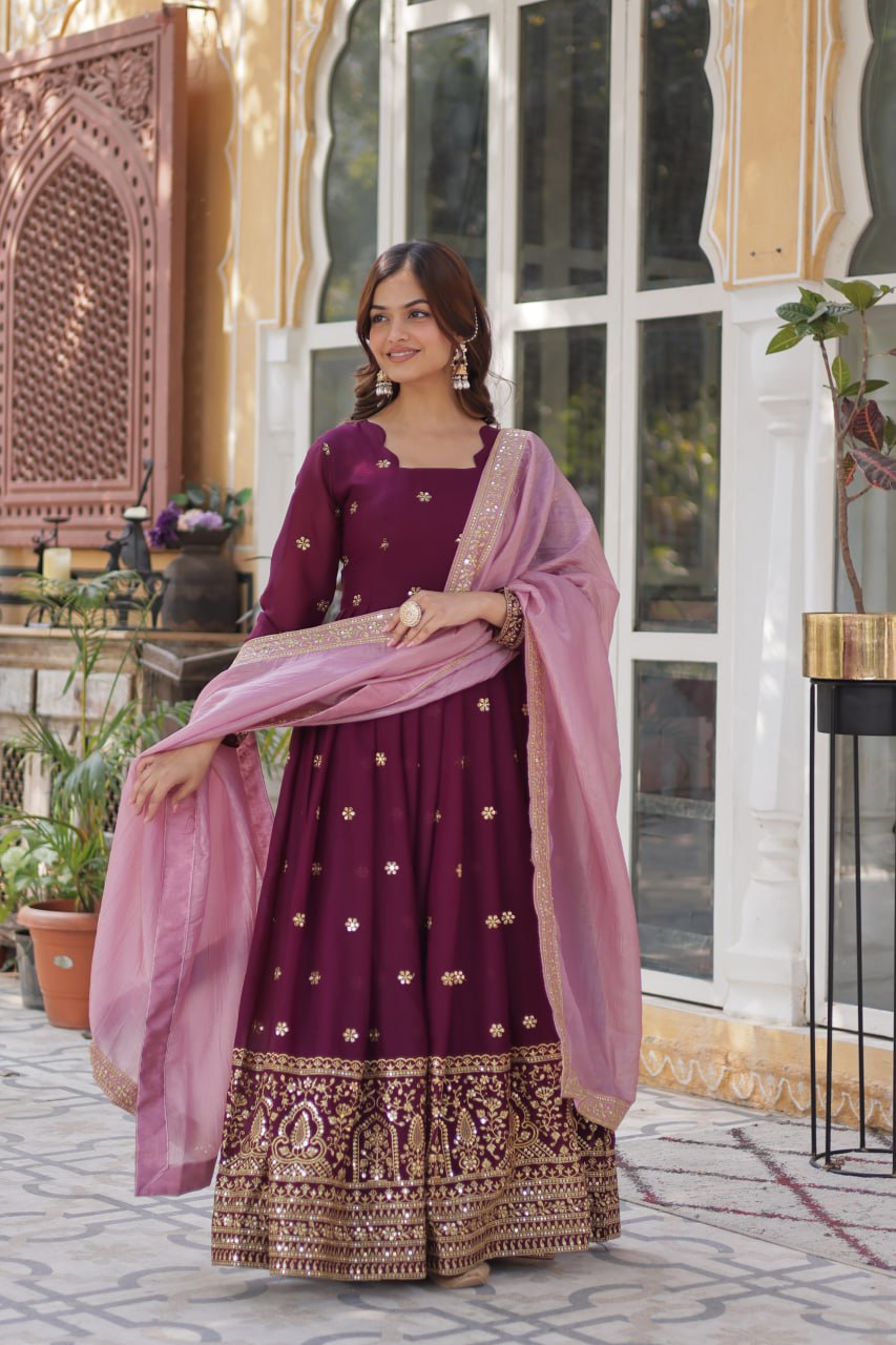 Premium Designer Readymade Gown with Dupatta Set