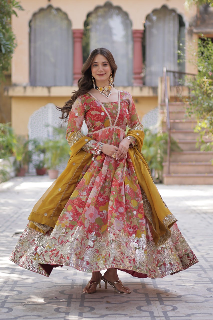 Premium Alia Cut Readymade Gown with Dupatta Set