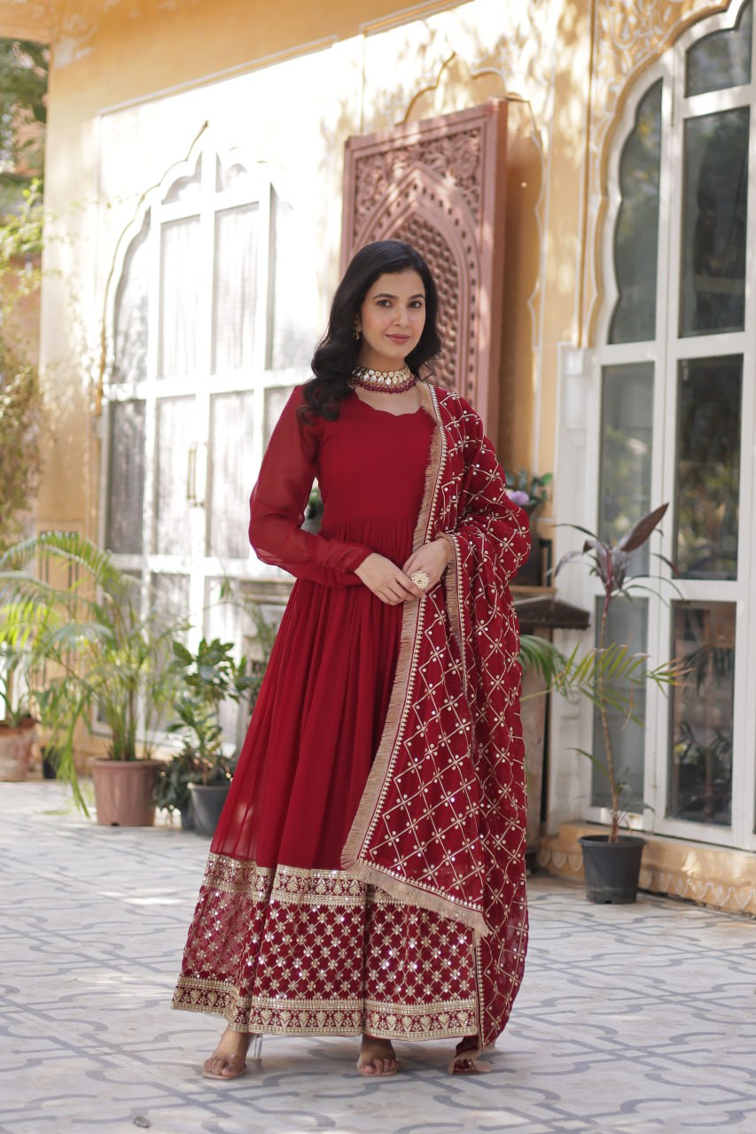 Premium Designer Readymade Gown with Dupatta Set
