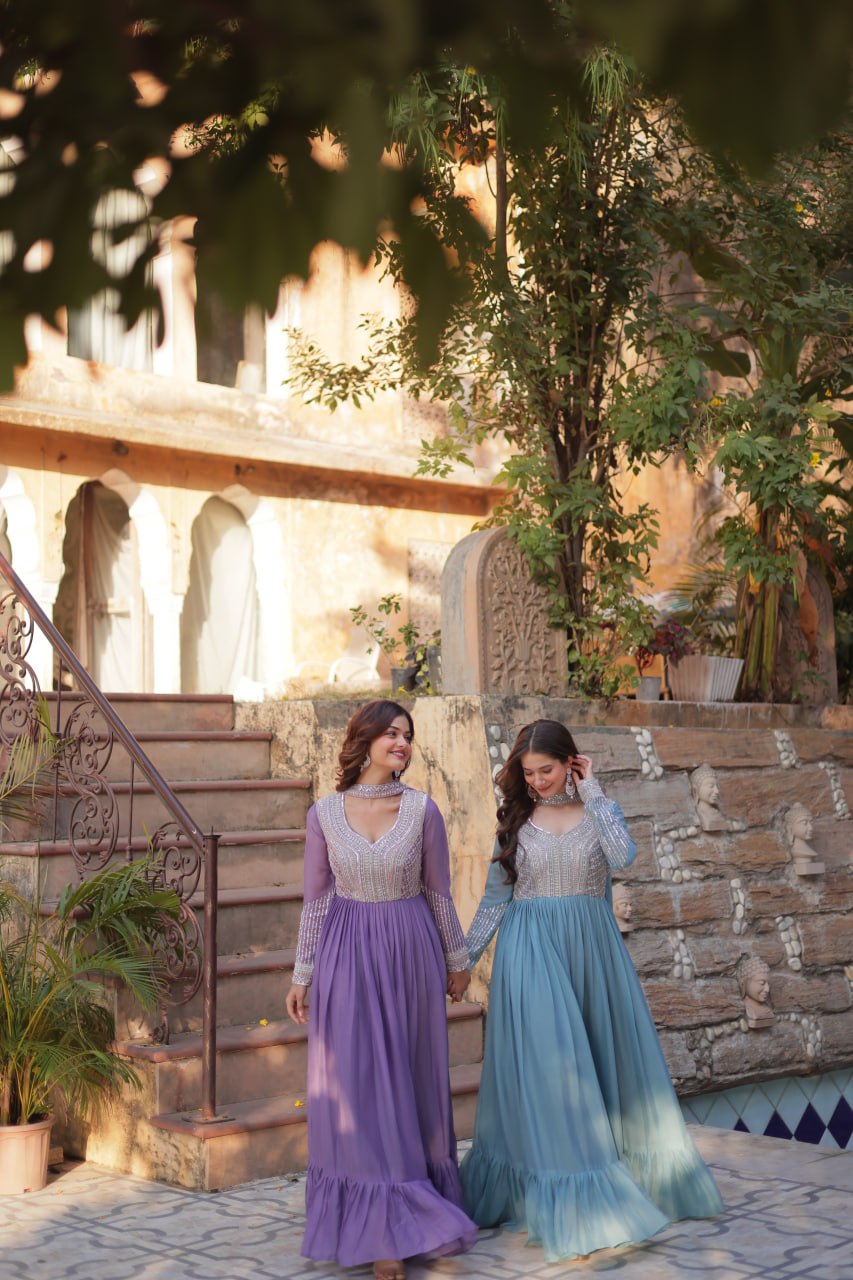 Premium Designer Readymade Gown with Dupatta Set