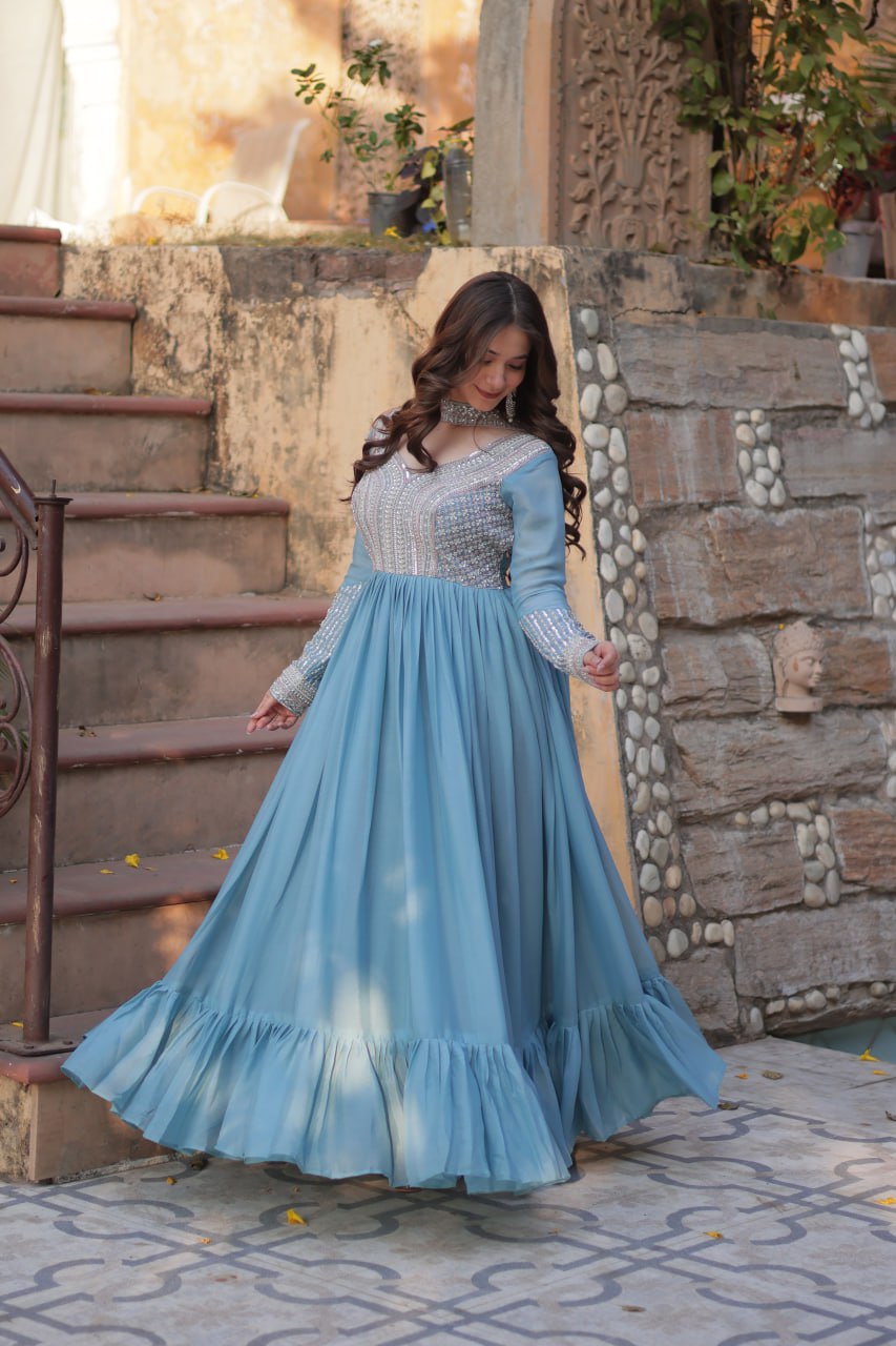 Premium Designer Readymade Gown with Dupatta Set