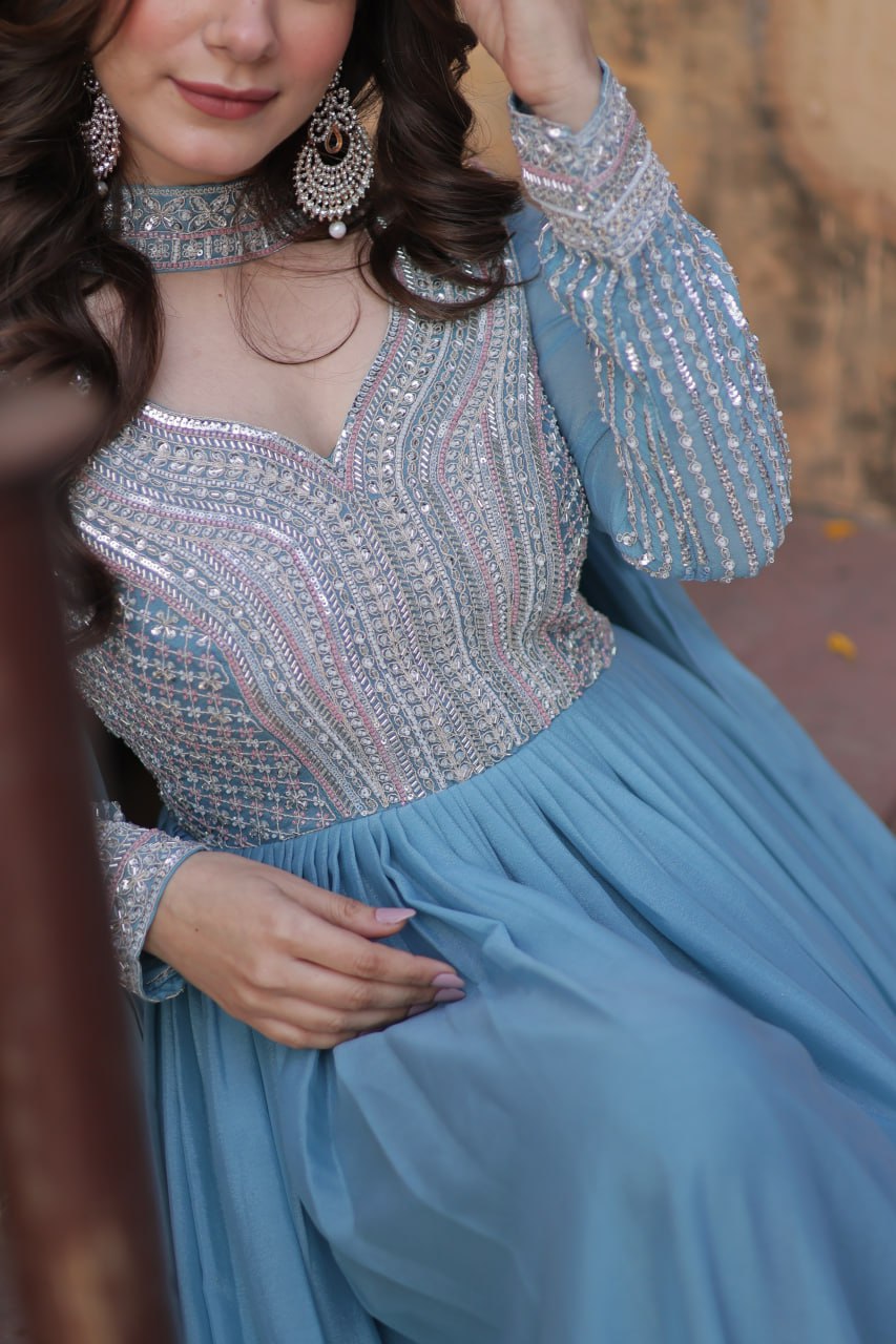 Premium Designer Readymade Gown with Dupatta Set