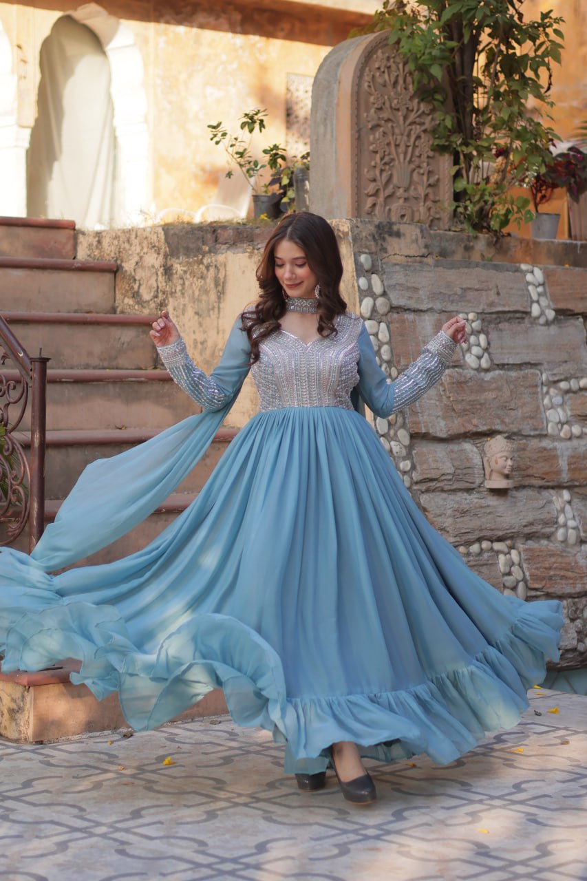 Premium Designer Readymade Gown with Dupatta Set