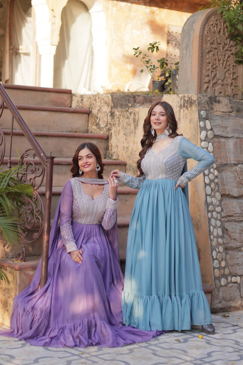 Premium Designer Readymade Gown with Dupatta Set