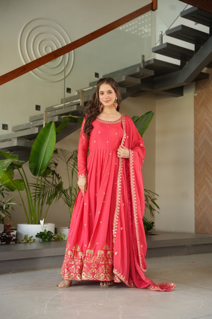 Premium Designer Readymade Gown with Dupatta Set