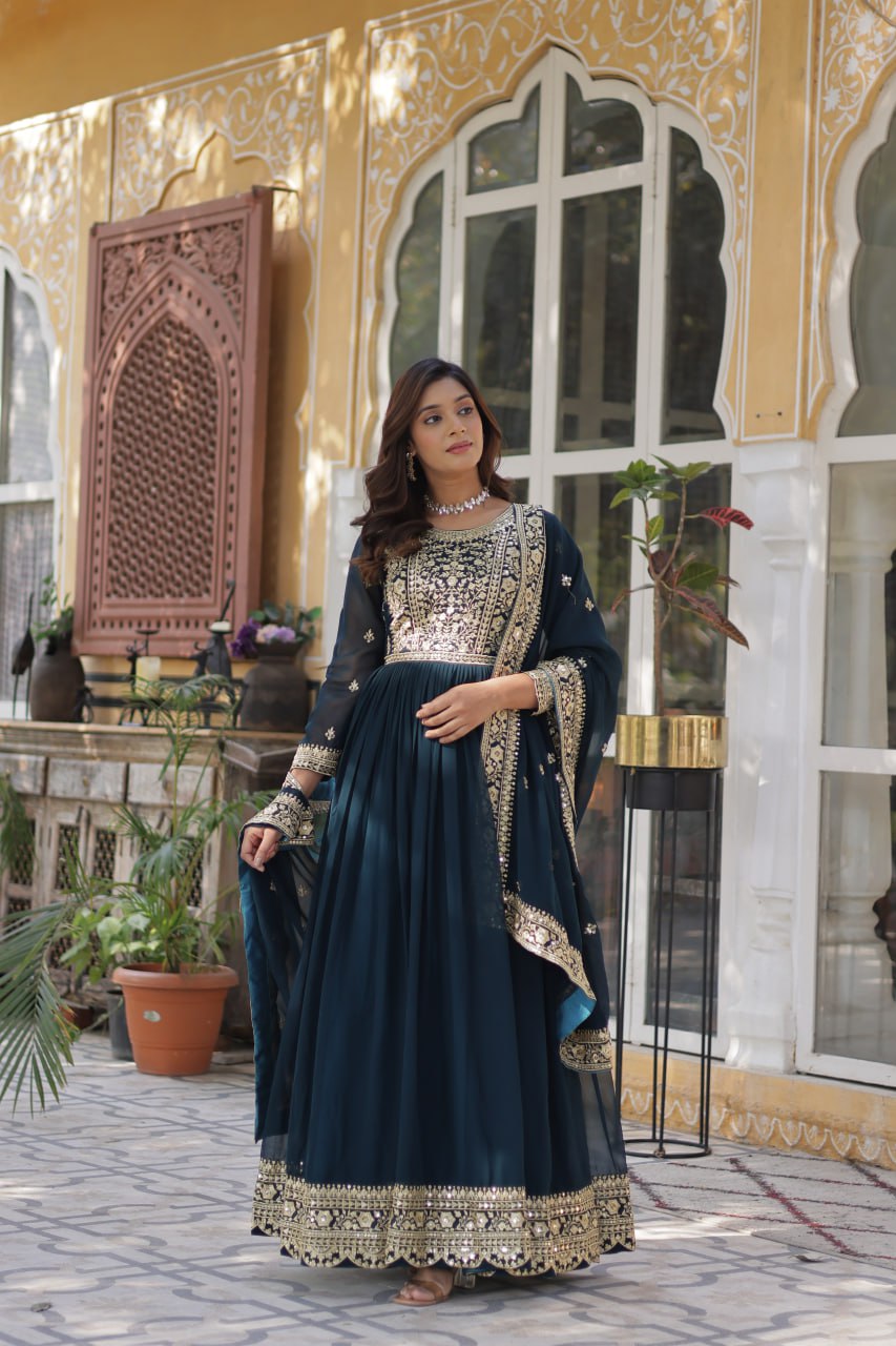 Premium Designer Readymade Gown with Dupatta Set