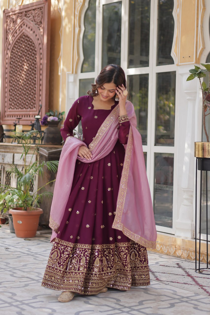 Premium Designer Readymade Gown with Dupatta Set