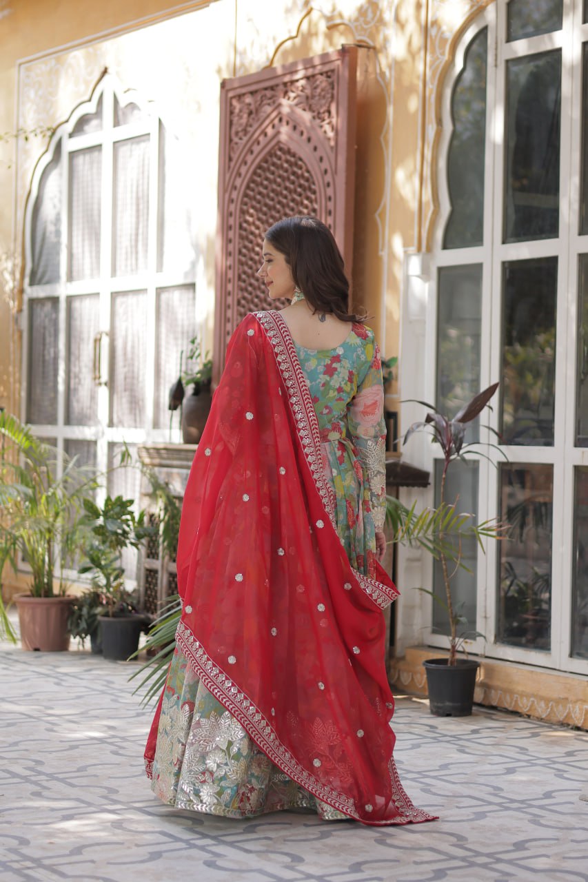 Premium Alia Cut Readymade Gown with Dupatta Set