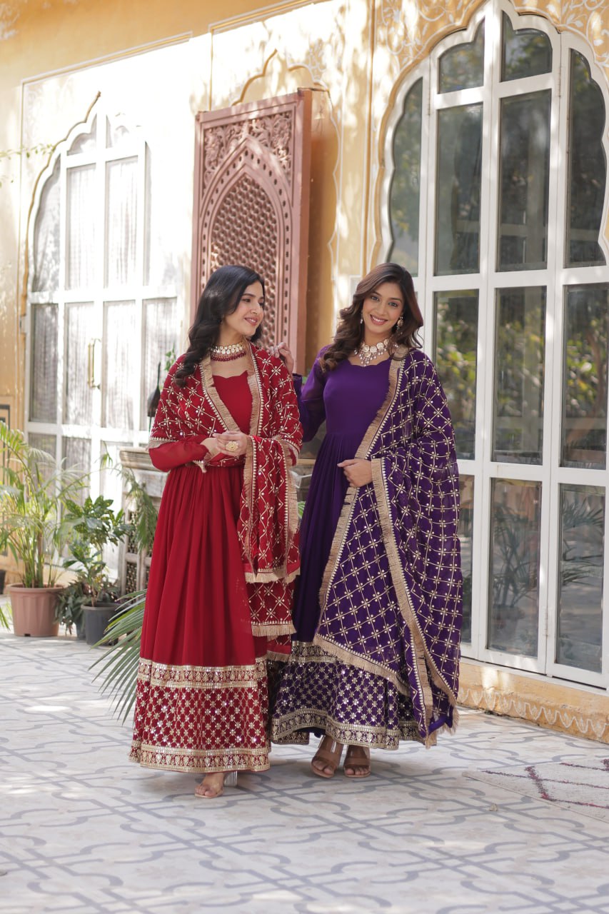 Premium Designer Readymade Gown with Dupatta Set