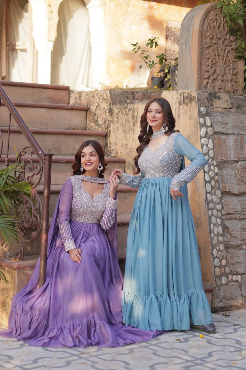 Premium Designer Readymade Gown with Dupatta Set