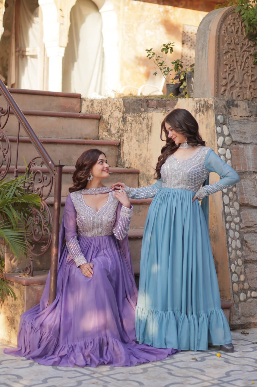 Premium Designer Readymade Gown with Dupatta Set