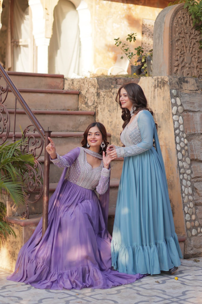 Premium Designer Readymade Gown with Dupatta Set