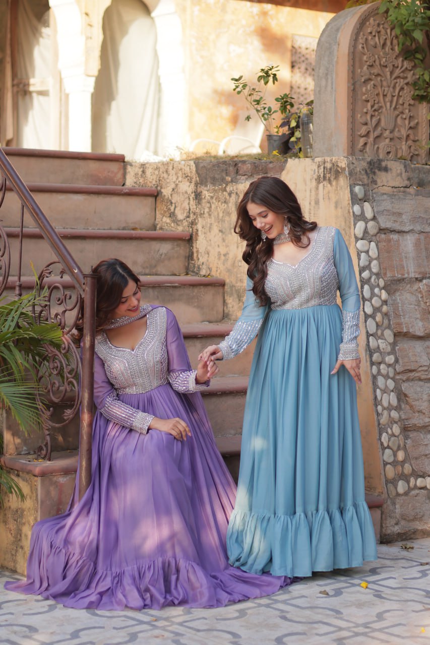 Premium Designer Readymade Gown with Dupatta Set