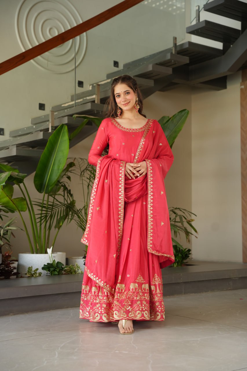 Premium Designer Readymade Gown with Dupatta Set