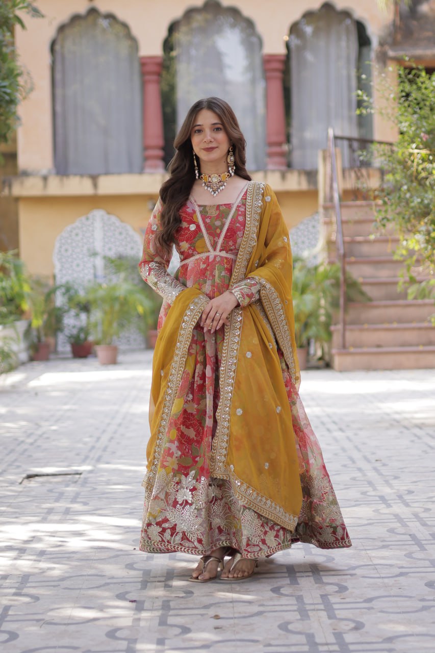 Premium Alia Cut Readymade Gown with Dupatta Set
