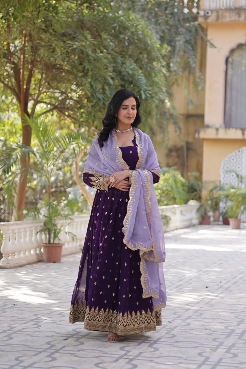 Premium Designer Readymade Gown with Dupatta Set
