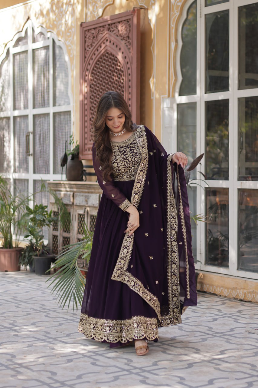 Premium Designer Readymade Gown with Dupatta Set