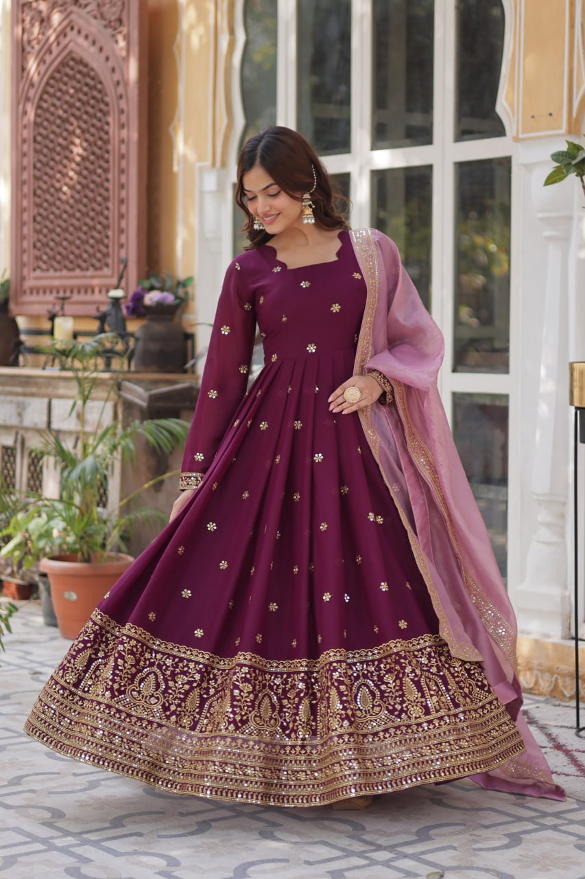 Premium Designer Readymade Gown with Dupatta Set