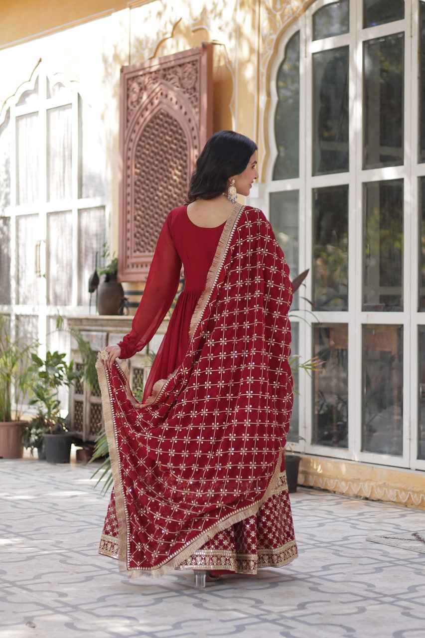 Premium Designer Readymade Gown with Dupatta Set