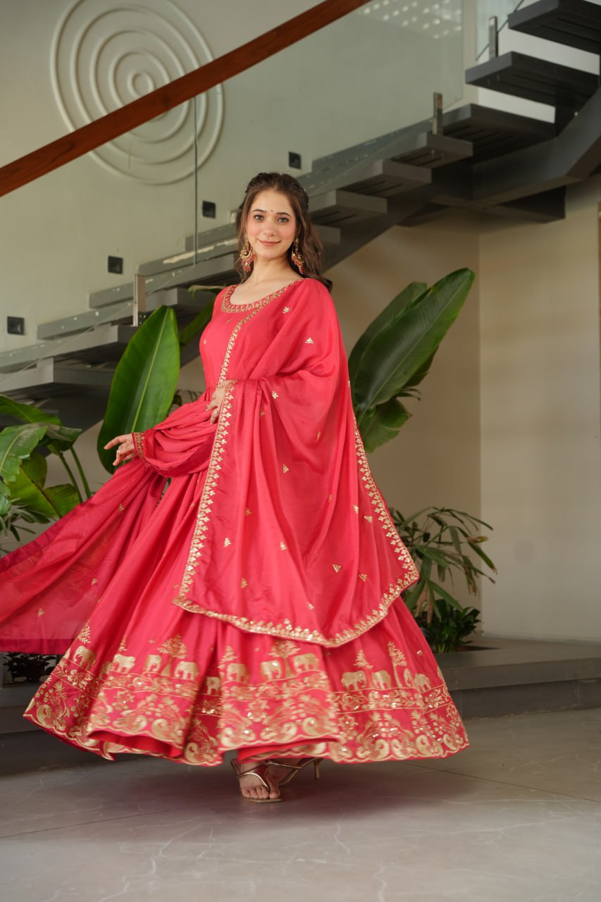 Premium Designer Readymade Gown with Dupatta Set