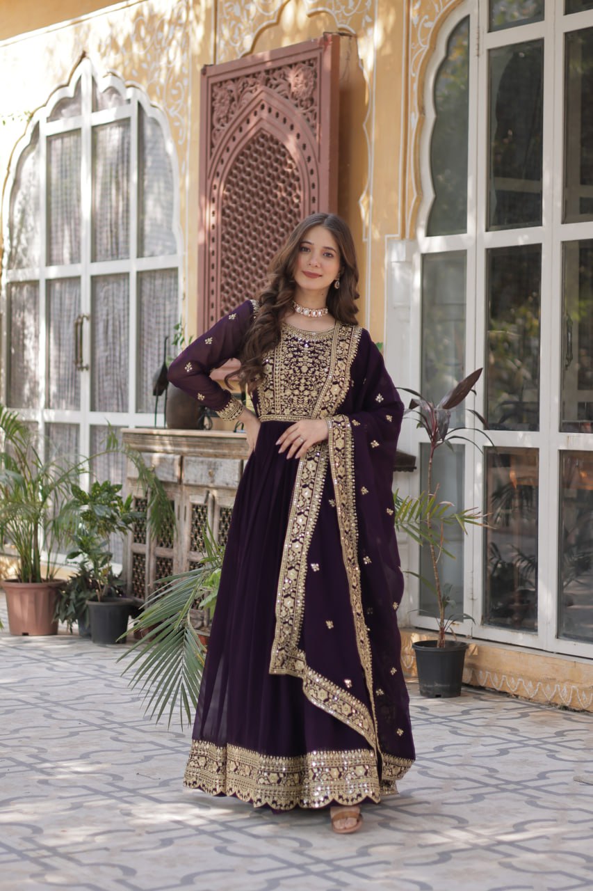 Premium Designer Readymade Gown with Dupatta Set