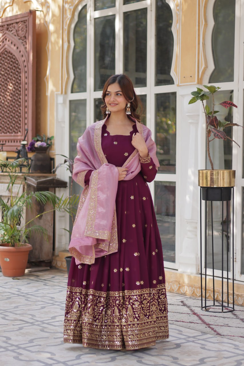 Premium Designer Readymade Gown with Dupatta Set