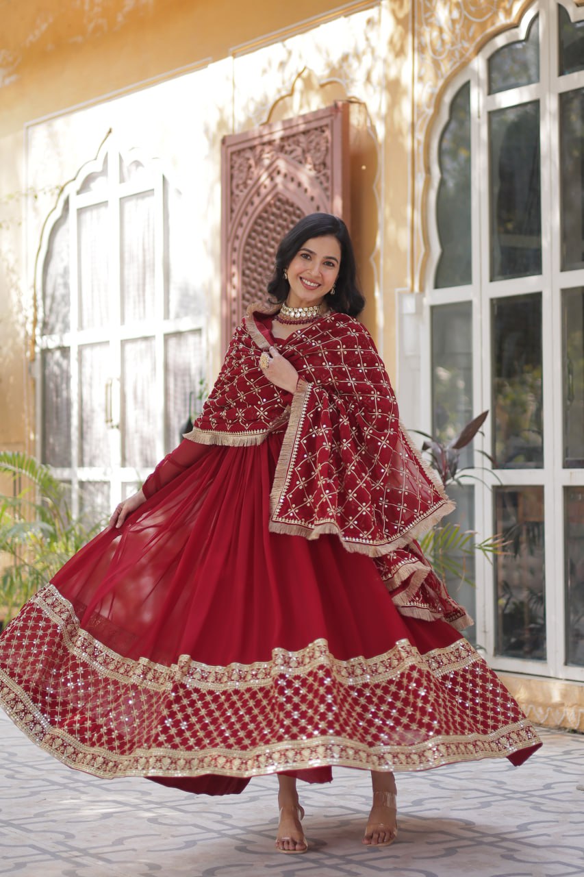 Premium Designer Readymade Gown with Dupatta Set