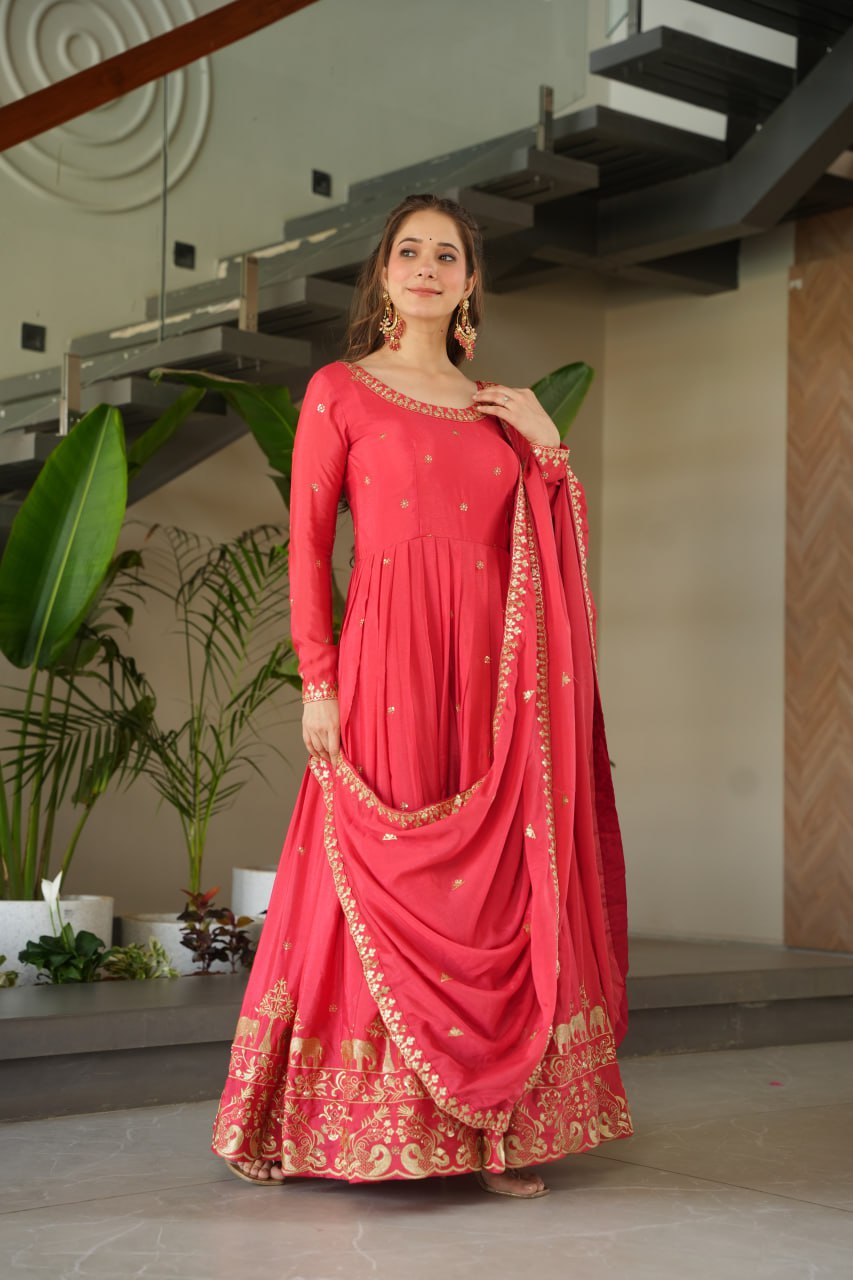 Premium Designer Readymade Gown with Dupatta Set