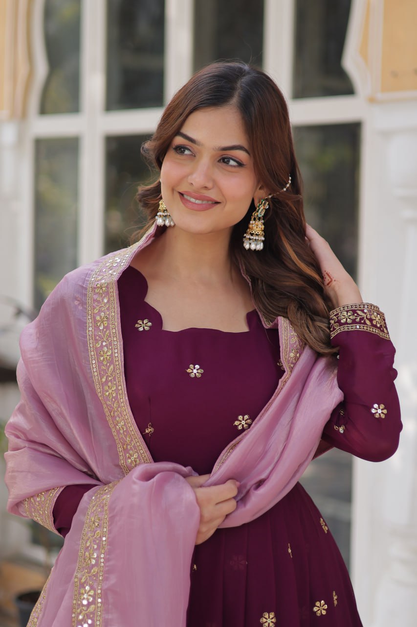 Premium Designer Readymade Gown with Dupatta Set