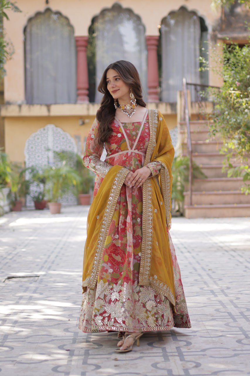 Premium Alia Cut Readymade Gown with Dupatta Set