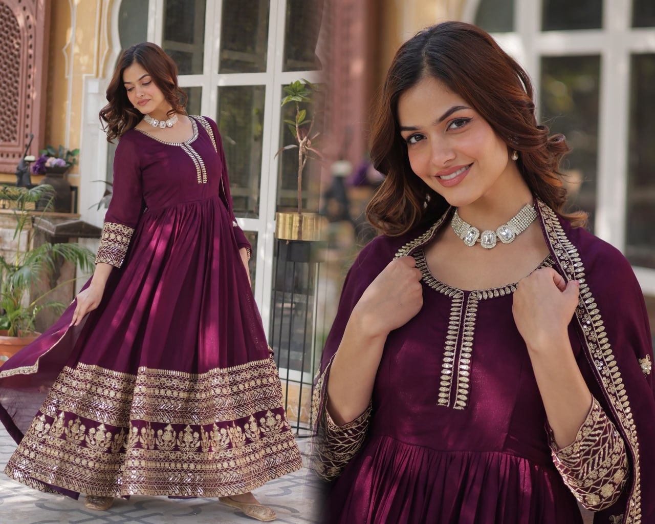 Premium Designer Readymade Gown with Dupatta Set