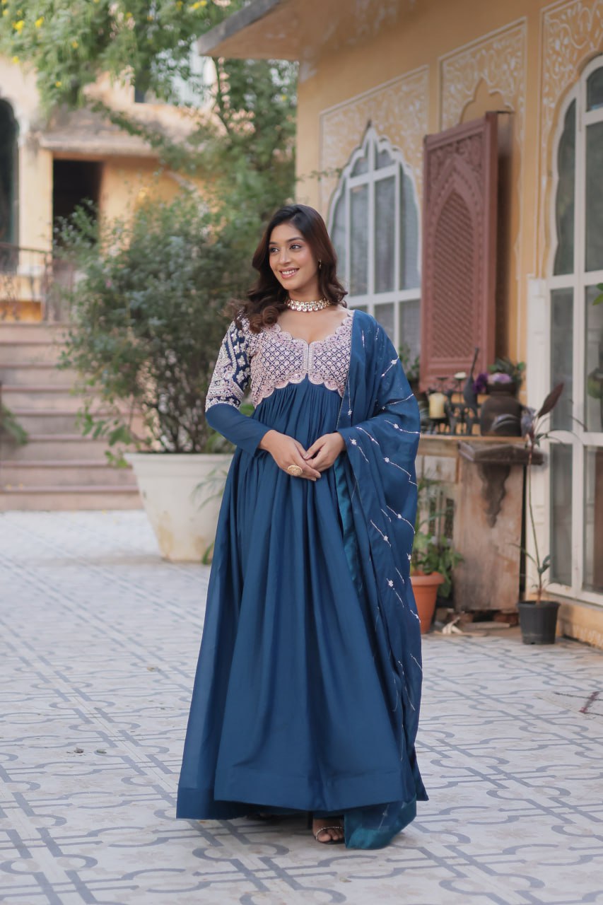 Premium Designer Readymade Gown with Dupatta Set