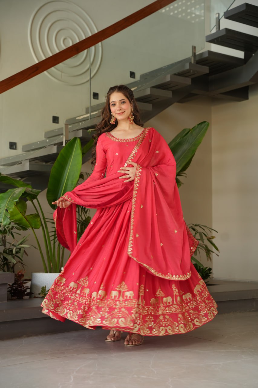 Premium Designer Readymade Gown with Dupatta Set