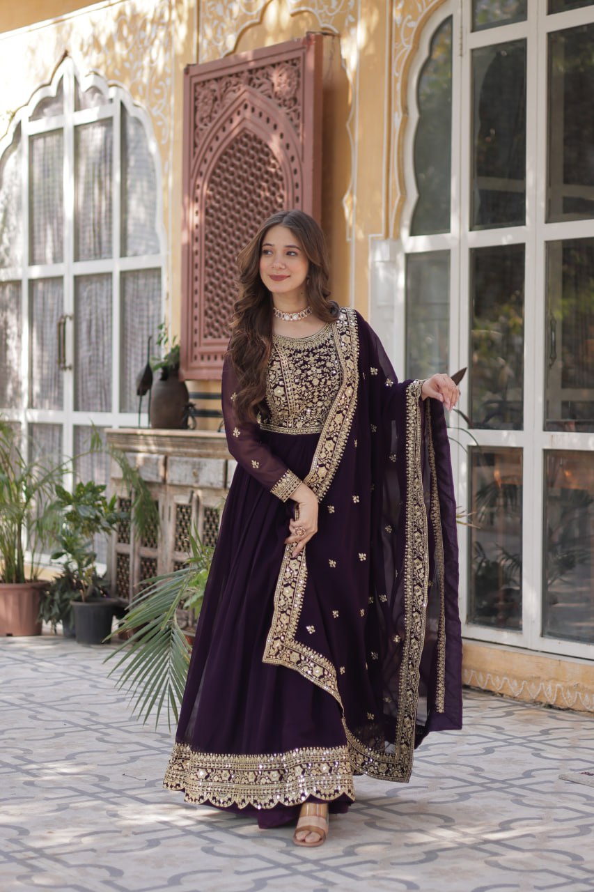 Premium Designer Readymade Gown with Dupatta Set