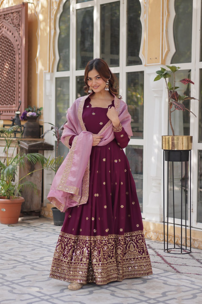 Premium Designer Readymade Gown with Dupatta Set