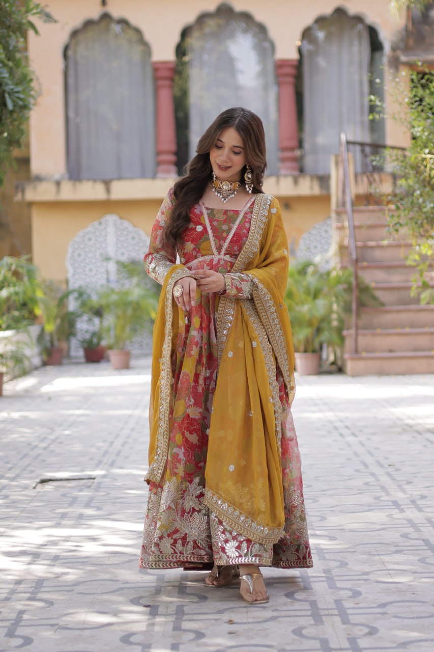 Premium Alia Cut Readymade Gown with Dupatta Set